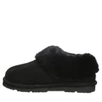 Bella Faux Fur Suede Slippers in Black