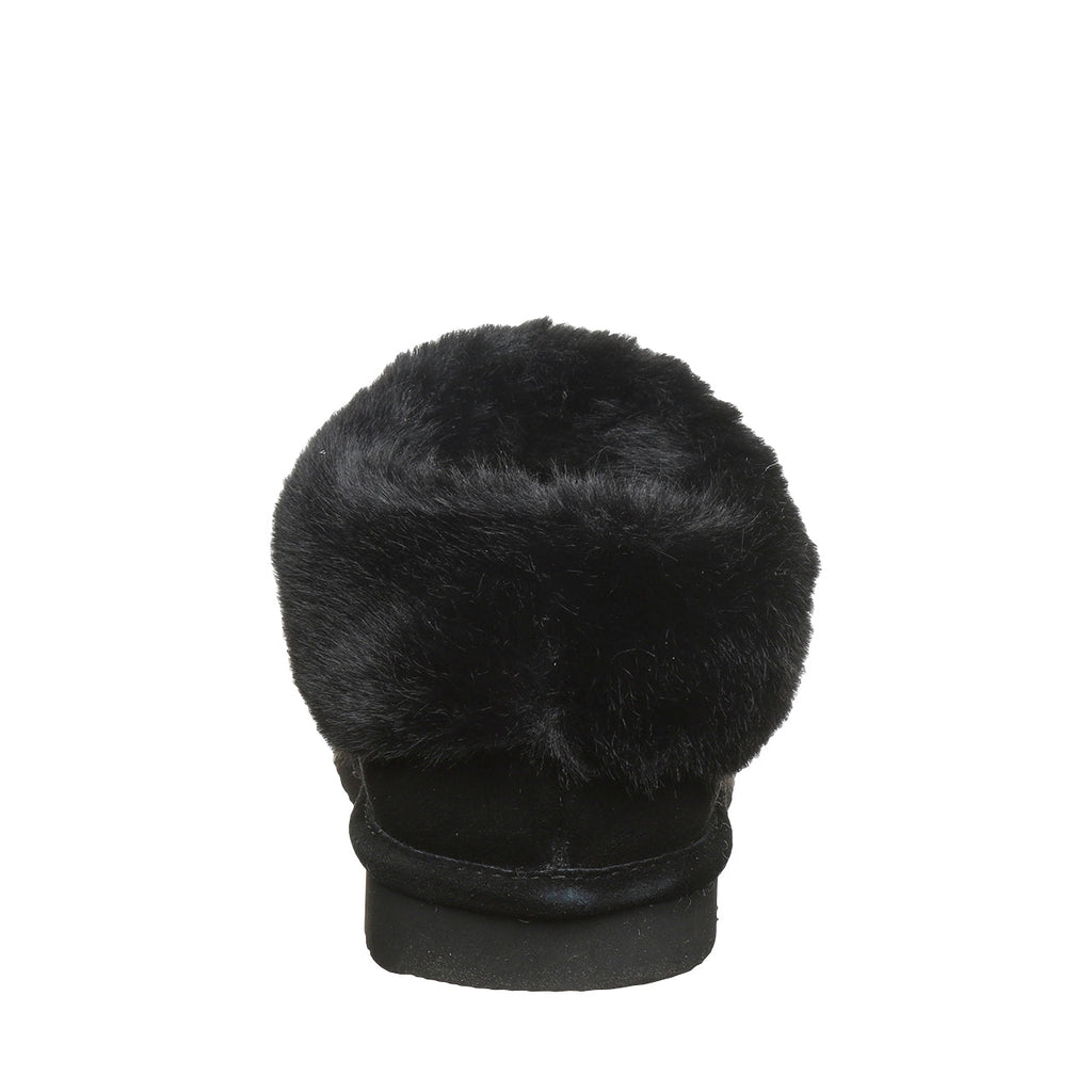 Bella Faux Fur Suede Slippers in Black
