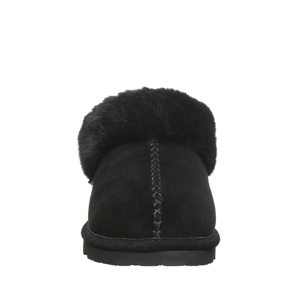 Bella Faux Fur Suede Slippers in Black