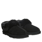 Bella Faux Fur Suede Slippers in Black