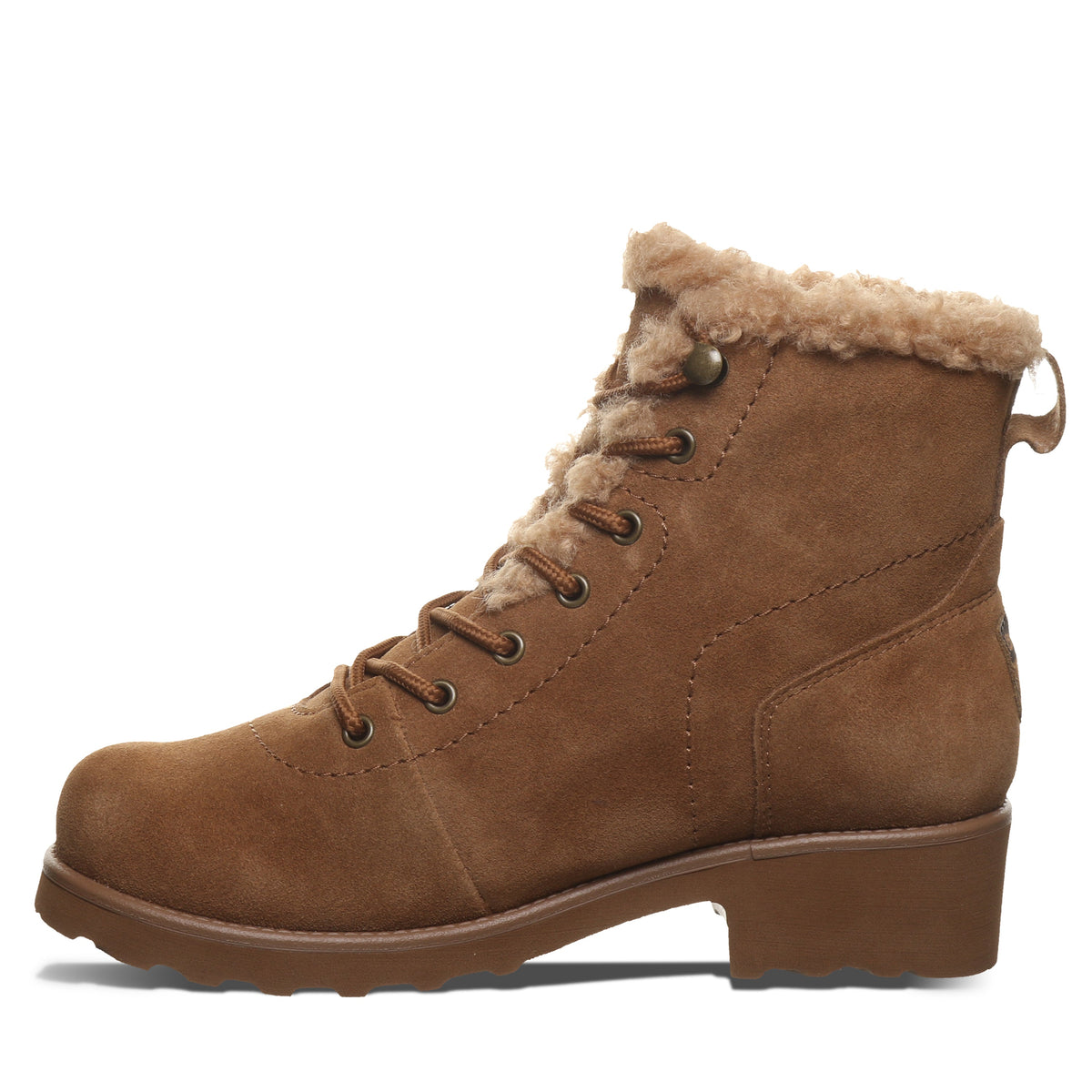 Caitlin Exposed Fur Trim Boots in Hickory