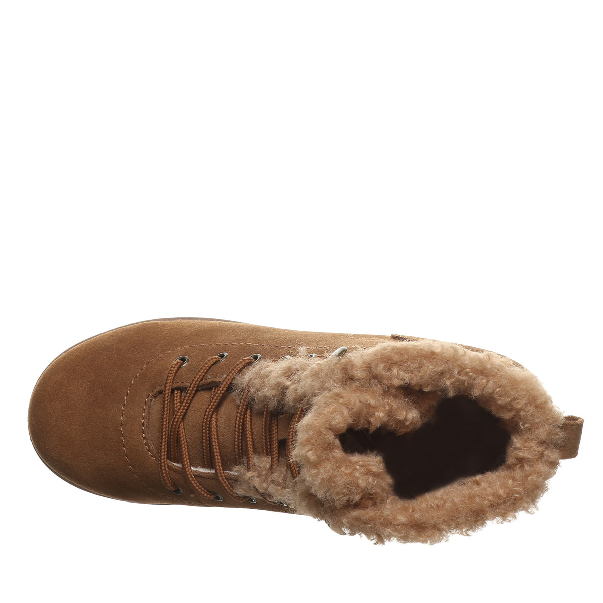 Caitlin Exposed Fur Trim Boots in Hickory