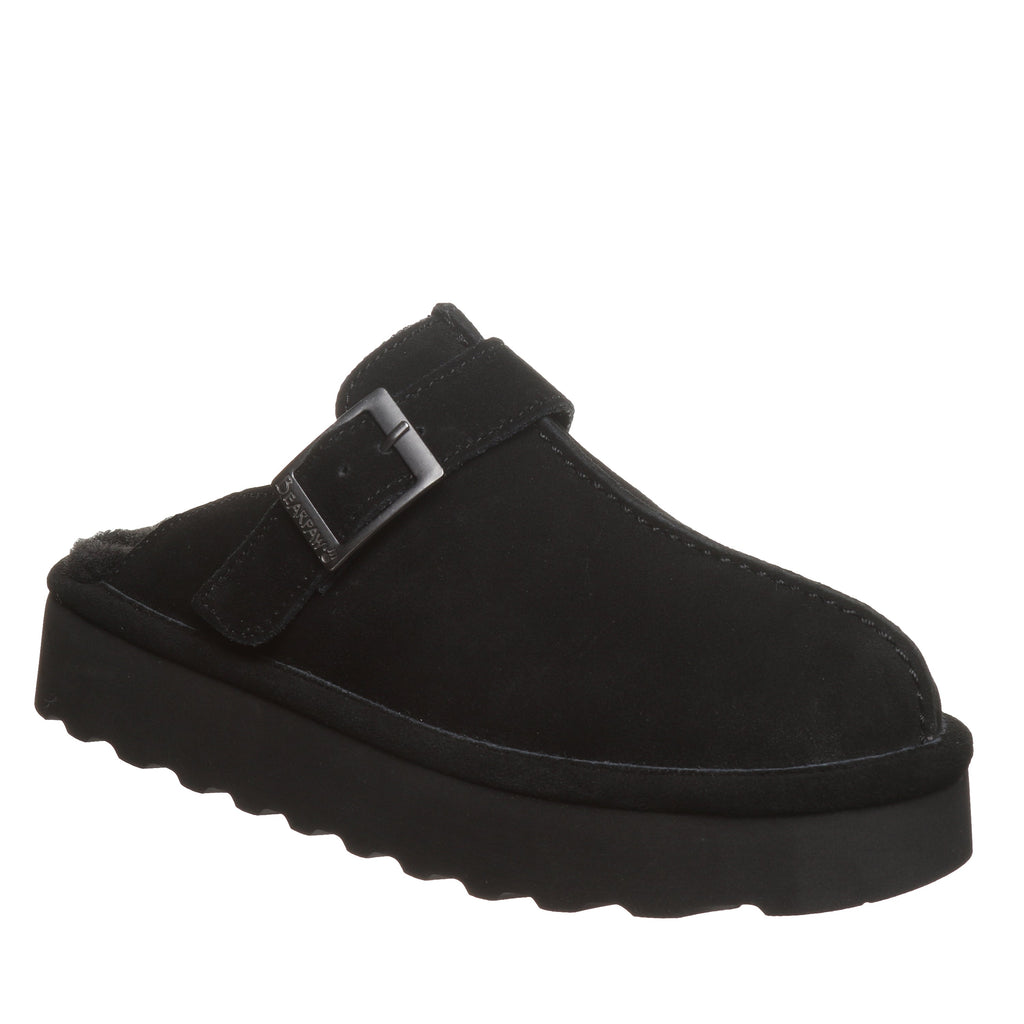 Moxie Buckle Platform Clogs in Black