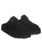 Moxie Buckle Platform Clogs in Black