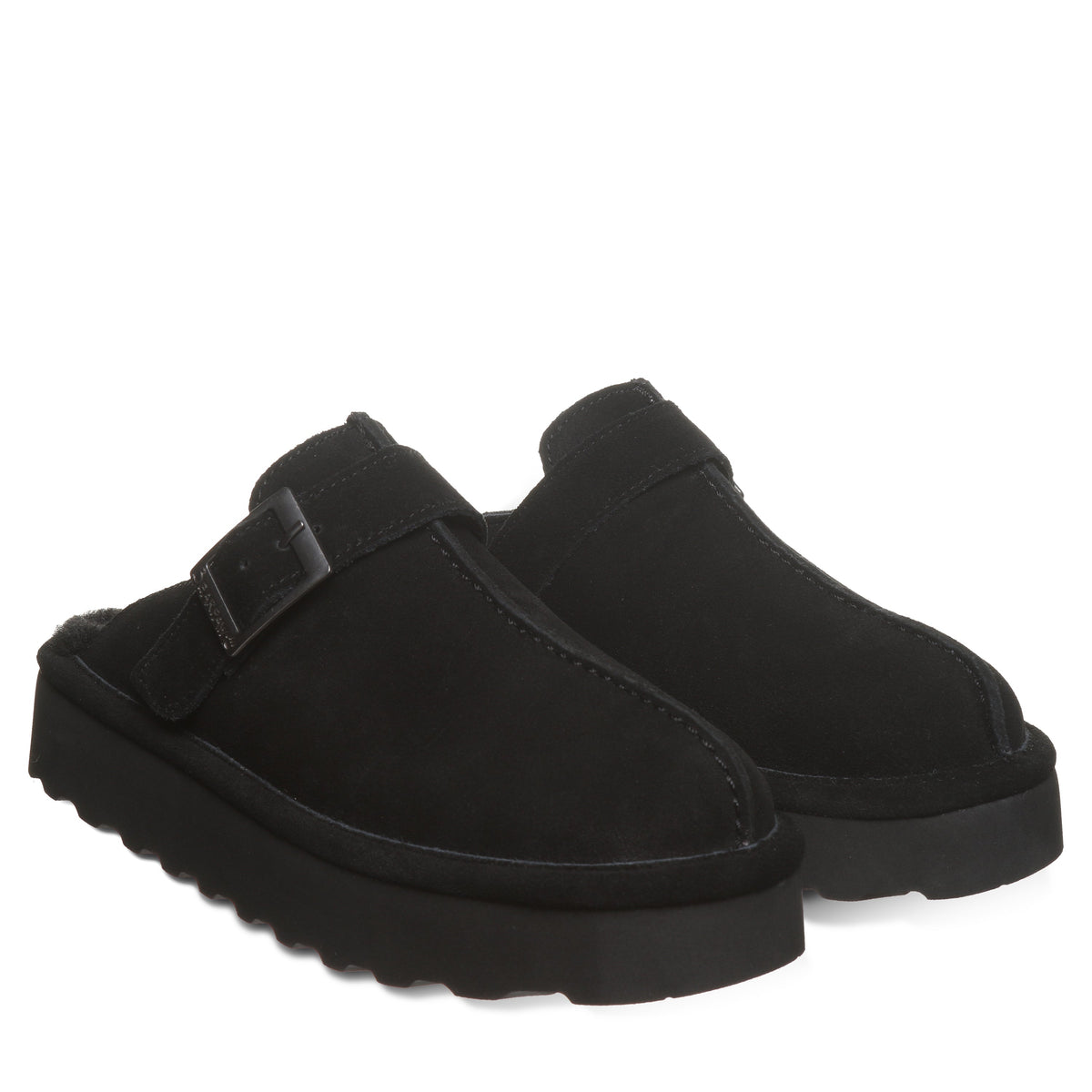 Moxie Buckle Platform Clogs in Black
