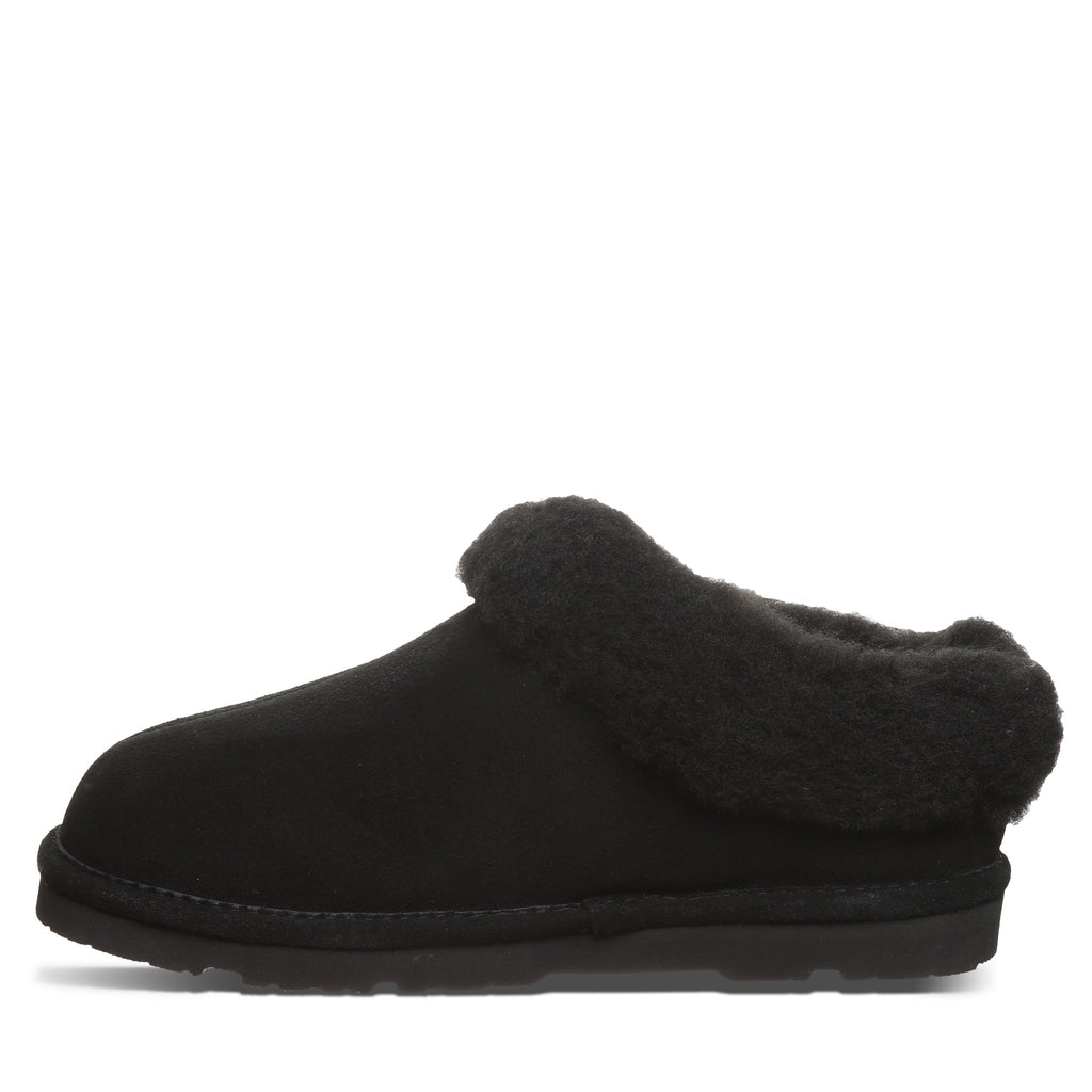 Brina Plush Collar Clog Slippers in Black