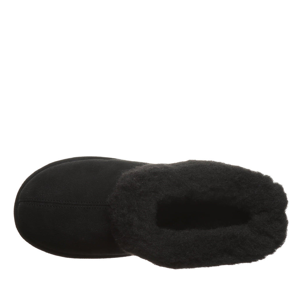 Brina Plush Collar Clog Slippers in Black