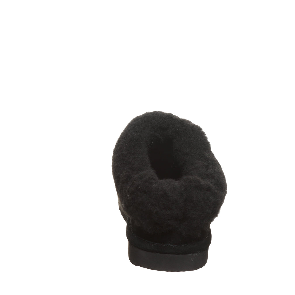 Brina Plush Collar Clog Slippers in Black