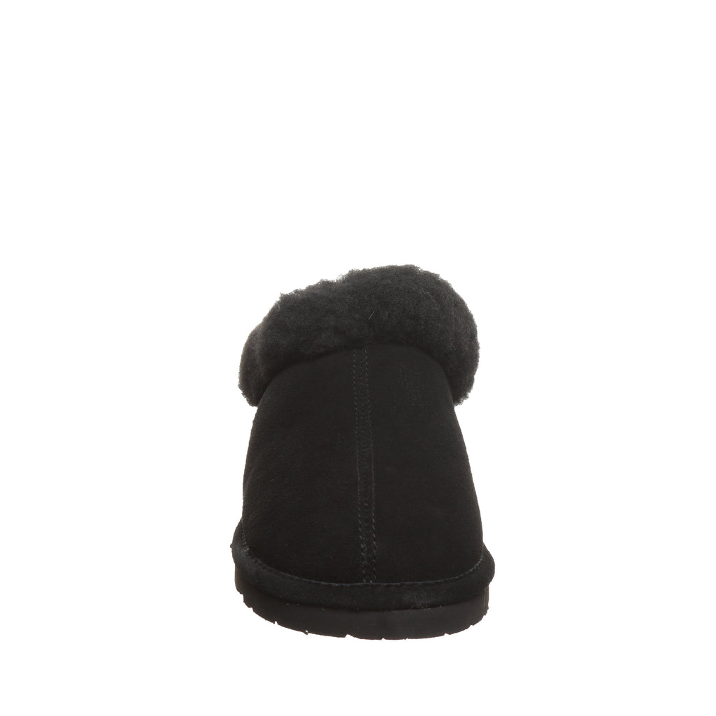 Brina Plush Collar Clog Slippers in Black