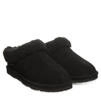 Brina Plush Collar Clog Slippers in Black