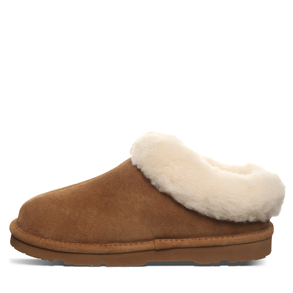 Brina Faux Fur Collar Slippers in Hickory
