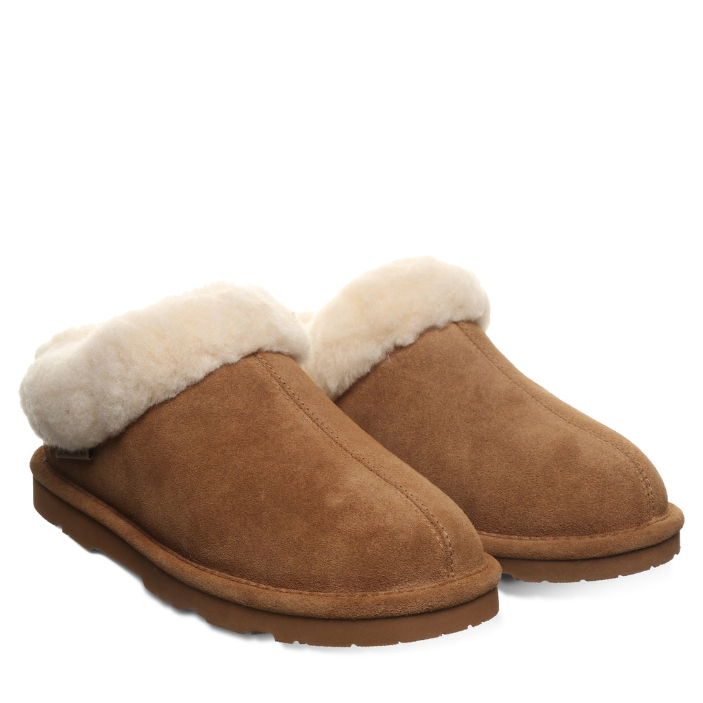 Brina Faux Fur Collar Slippers in Hickory