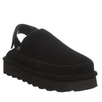 Brooke Adjustable Strap Suede Clogs in Black