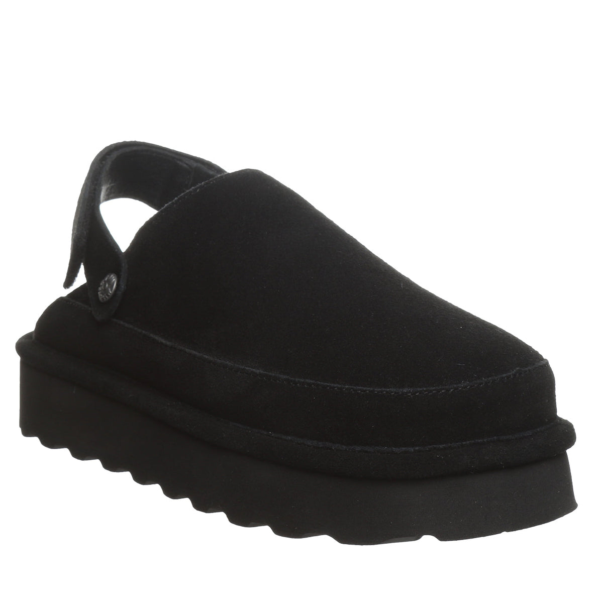 Brooke Adjustable Strap Suede Clogs in Black