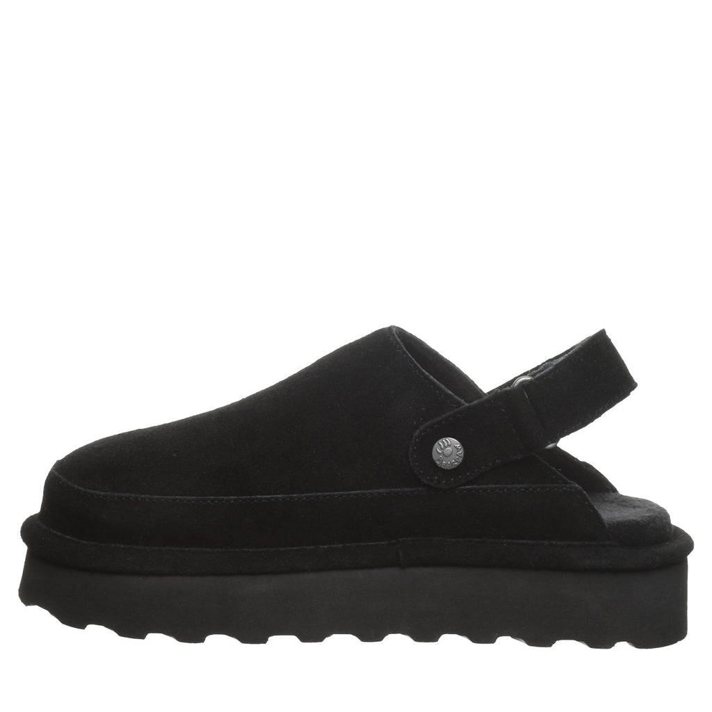 Brooke Adjustable Strap Suede Clogs in Black