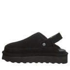 Brooke Adjustable Strap Suede Clogs in Black
