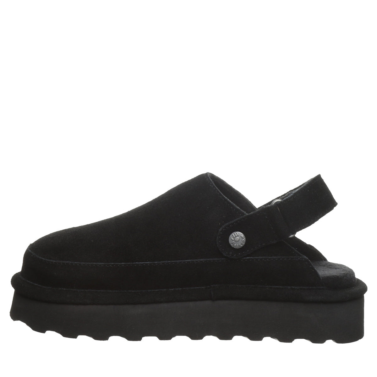Brooke Adjustable Strap Suede Clogs in Black
