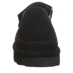 Brooke Adjustable Strap Suede Clogs in Black