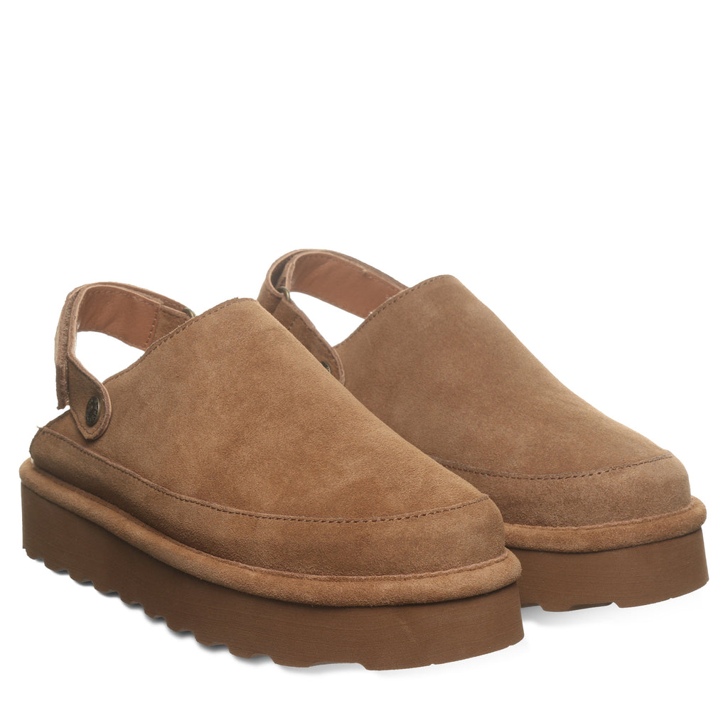 Brooke Convertible Strap Suede Clogs in Hickory