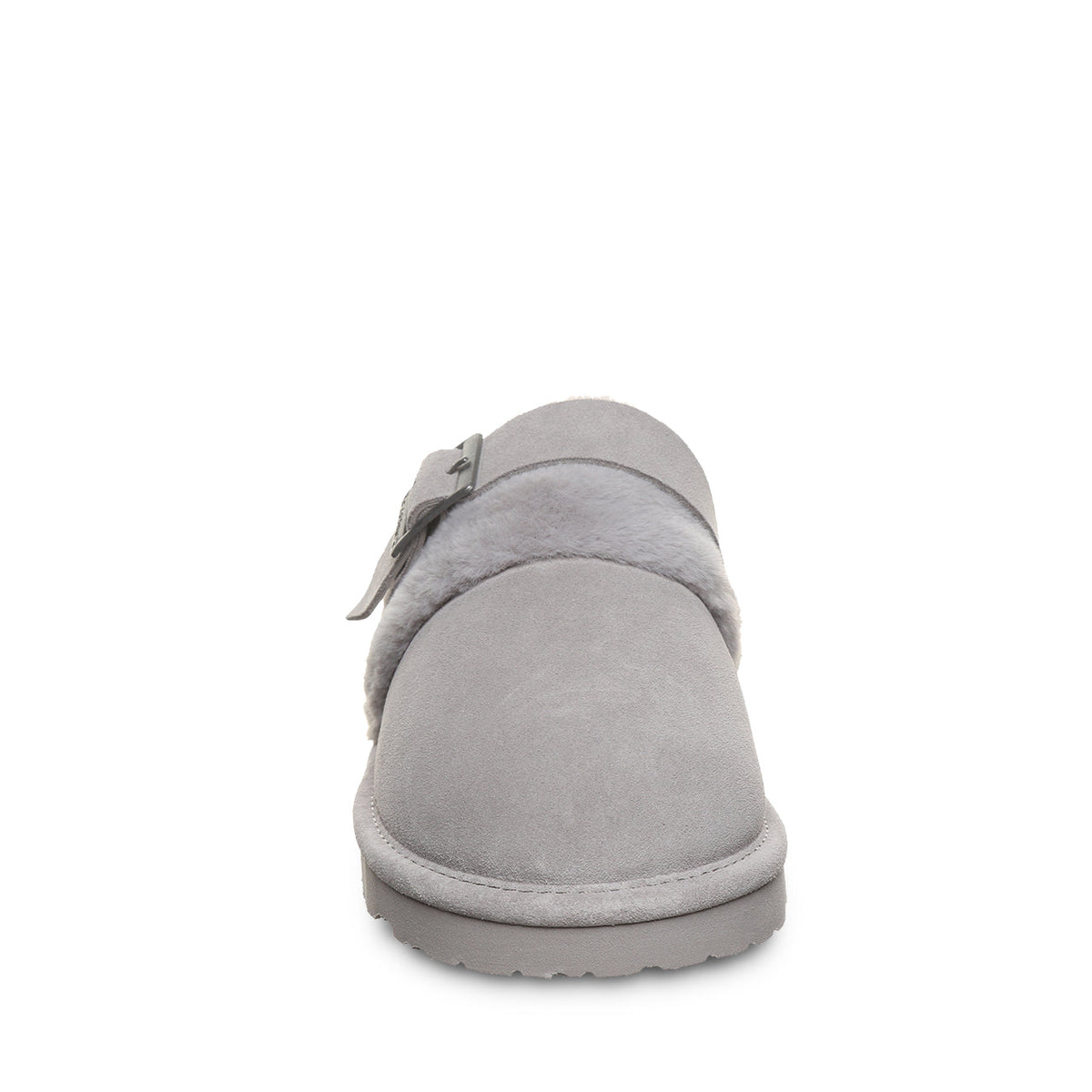 Inez Buckle Detail Slippers in Gray Fog