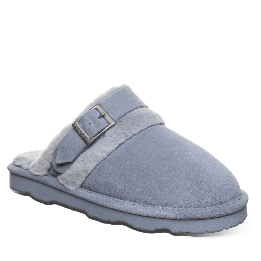Inez Cozy Scuff Slippers in Blue Fin