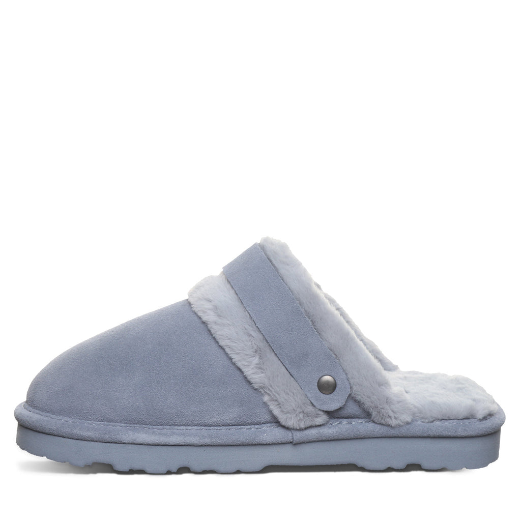 Inez Cozy Scuff Slippers in Blue Fin
