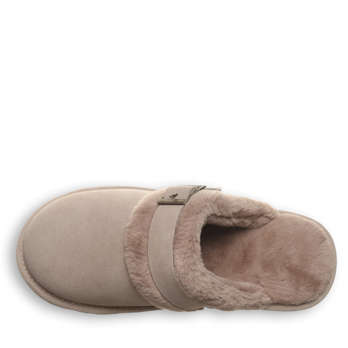 Inez Faux Fur Collar Slippers in Mushroom