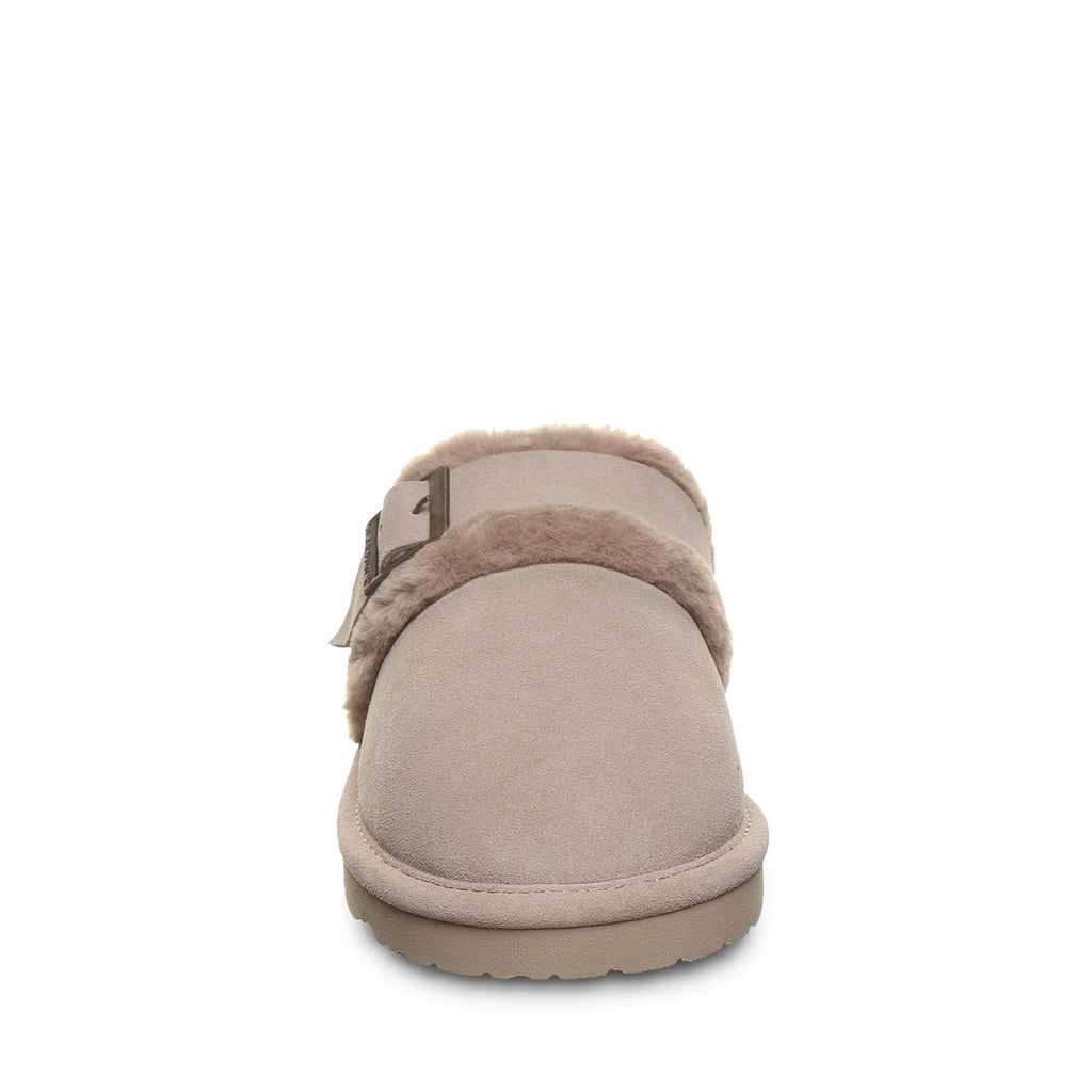 Inez Faux Fur Collar Slippers in Mushroom