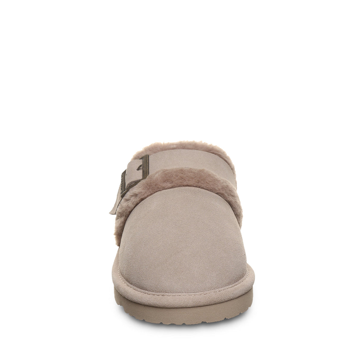 Inez Faux Fur Collar Slippers in Mushroom