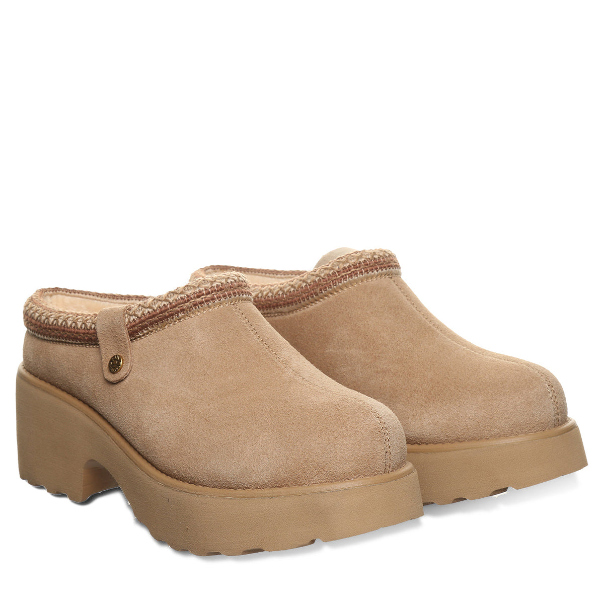 Haven Sherpa Lined Heeled Clogs in Toffee