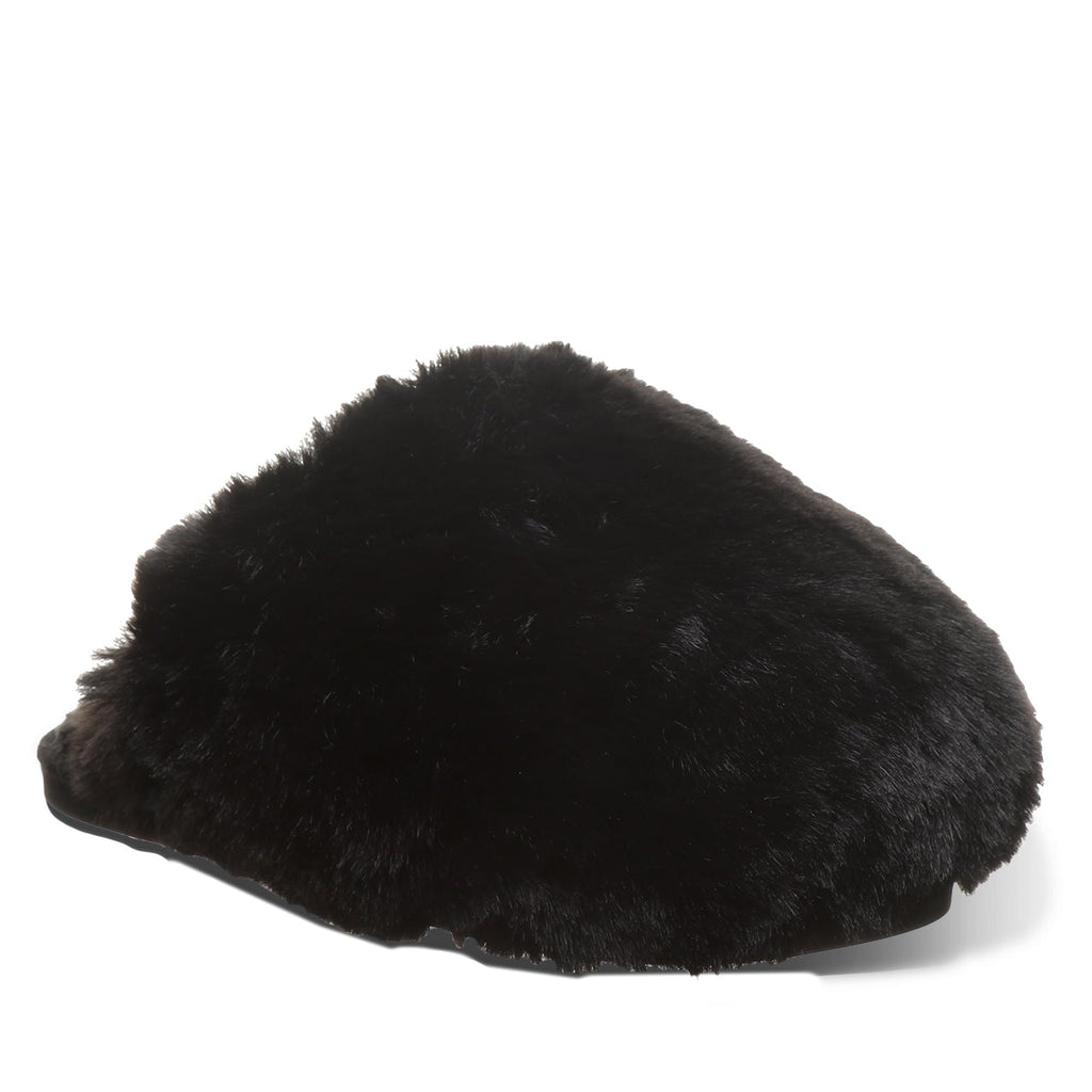 Silkie Oversized Faux Fur Slippers in Black