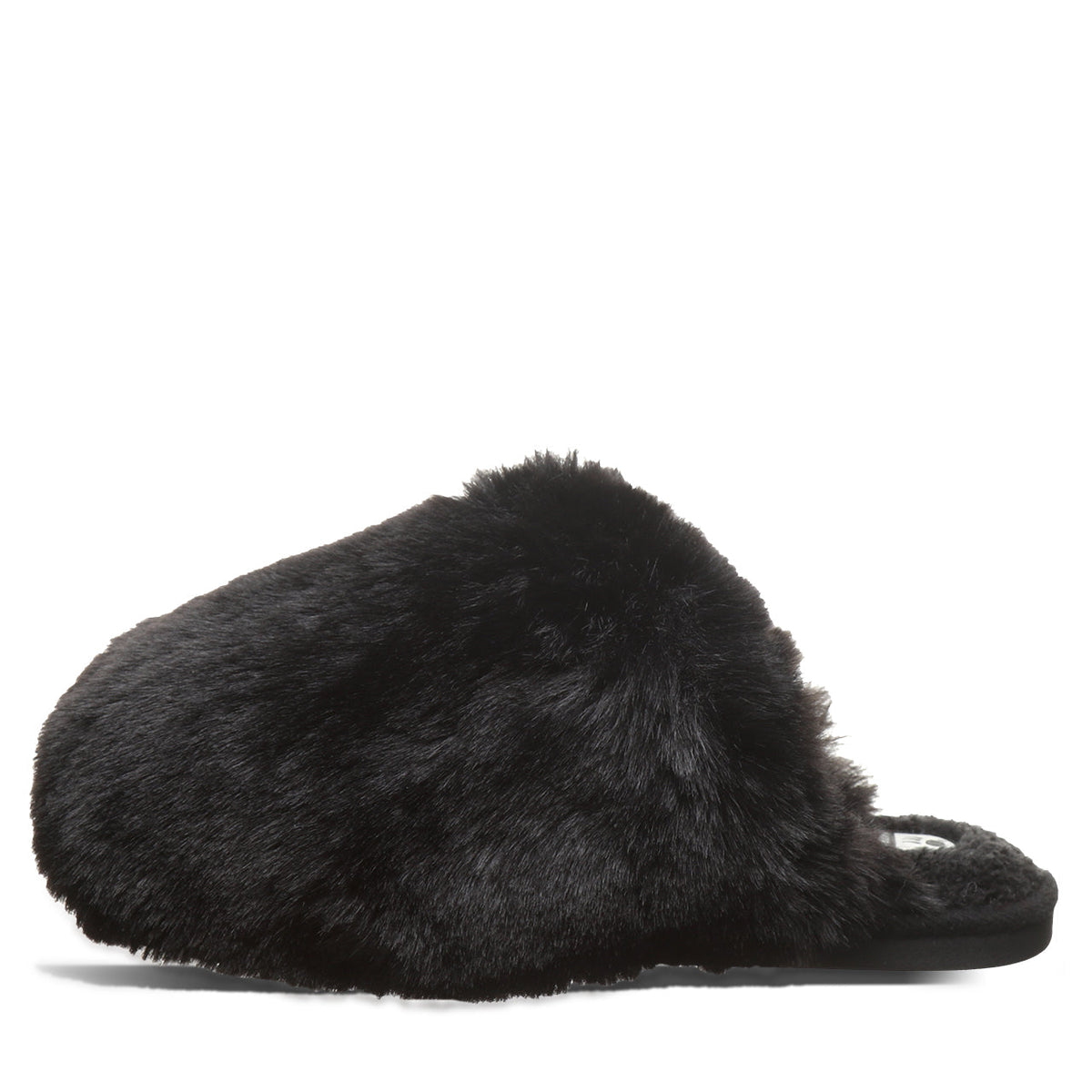 Silkie Oversized Faux Fur Slippers in Black