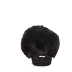 Silkie Oversized Faux Fur Slippers in Black
