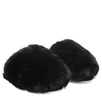 Silkie Oversized Faux Fur Slippers in Black