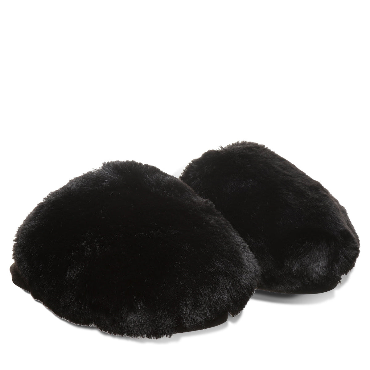 Silkie Oversized Faux Fur Slippers in Black