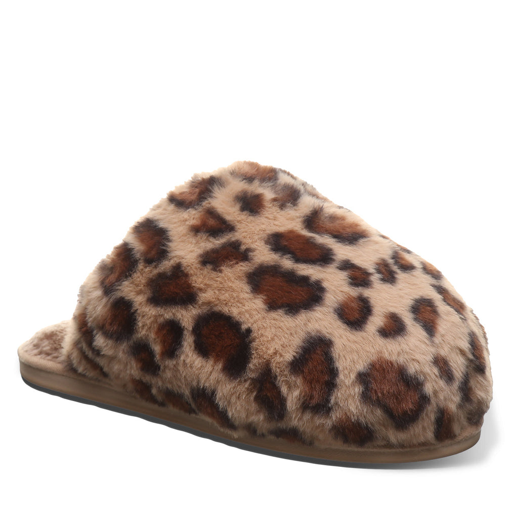 Silkie Faux Fur Slippers in Leopard Print