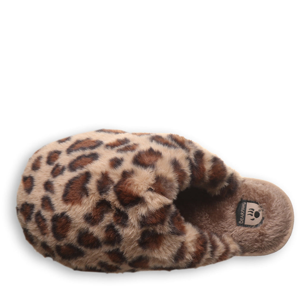 Silkie Faux Fur Slippers in Leopard Print