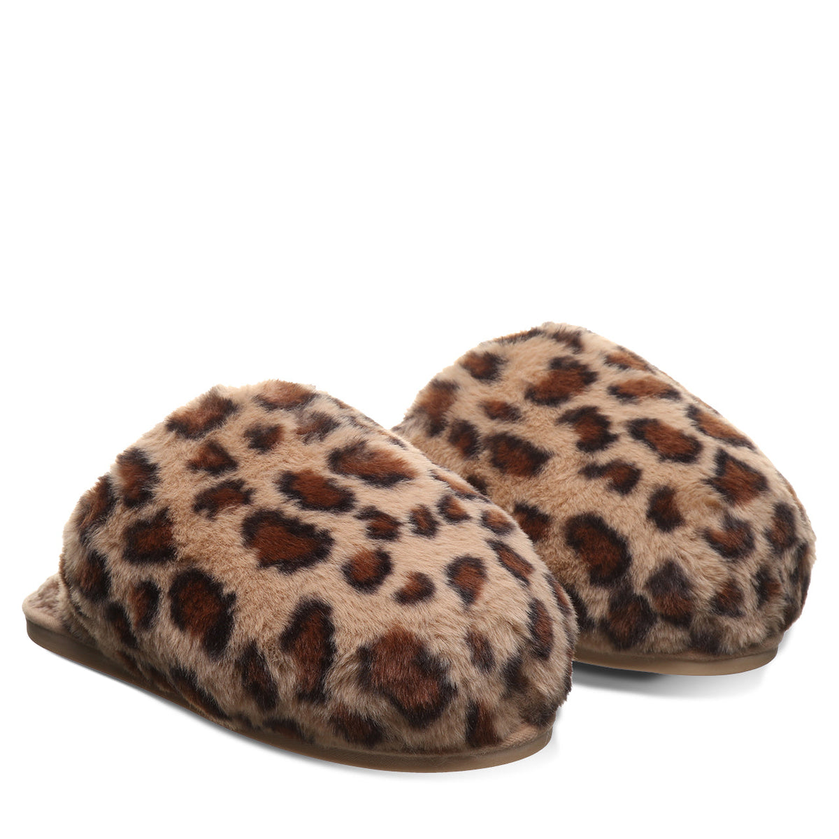 Silkie Faux Fur Slippers in Leopard Print