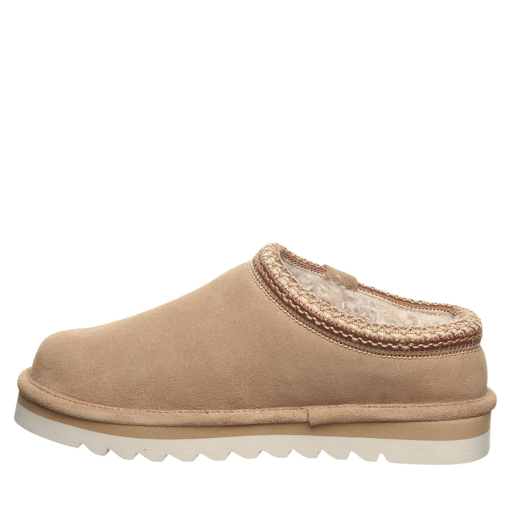 Calista Braided Trim Suede Clogs in Toffee