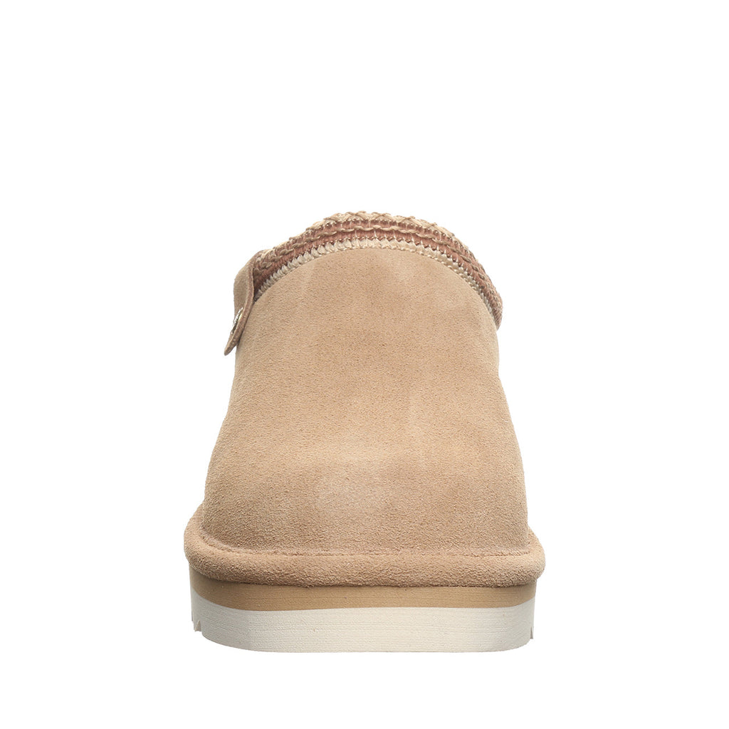 Calista Braided Trim Suede Clogs in Toffee