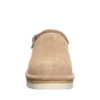 Calista Braided Trim Suede Clogs in Toffee