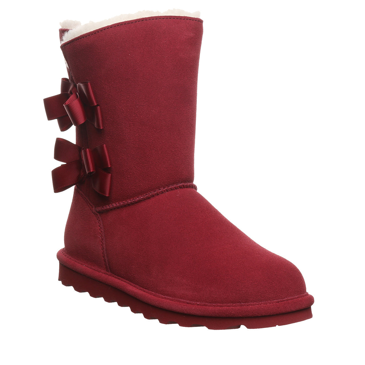 Zaria Bow Detail Mid Calf Boots in Cranberry