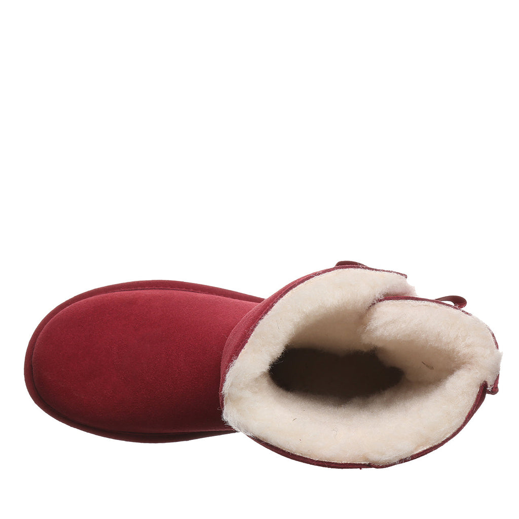 Zaria Bow Detail Mid Calf Boots in Cranberry
