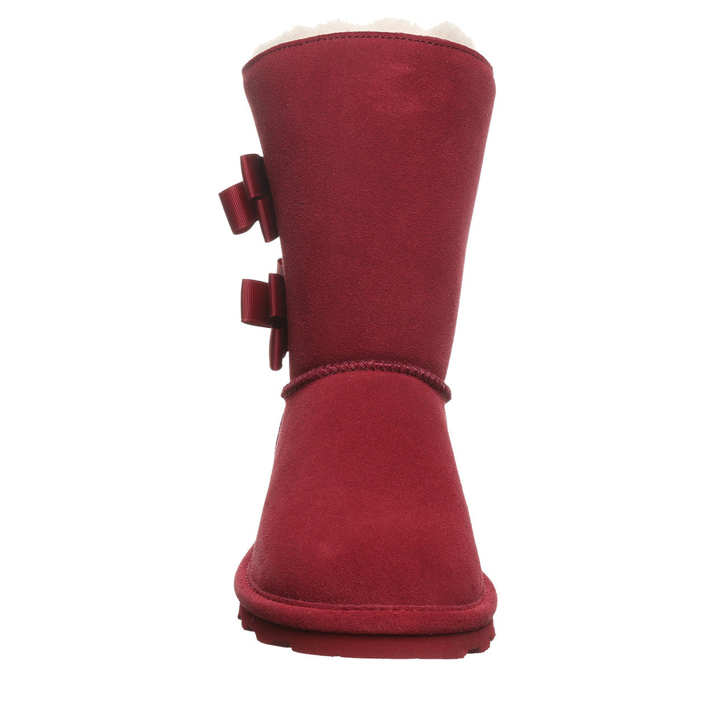 Zaria Bow Detail Mid Calf Boots in Cranberry