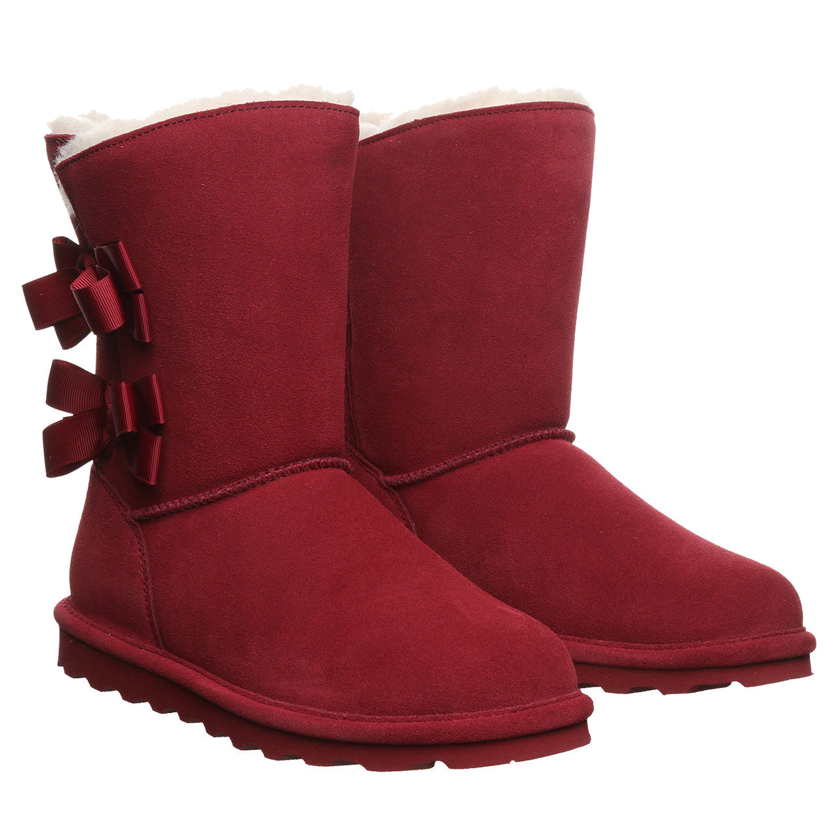 Zaria Bow Detail Mid Calf Boots in Cranberry