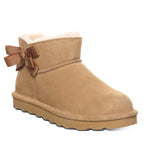 Saige Ribbon Bow Booties in Iced Coffee