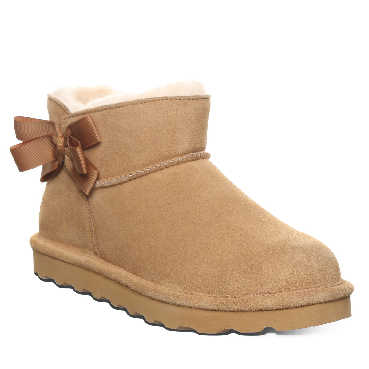 Saige Ribbon Bow Booties in Iced Coffee