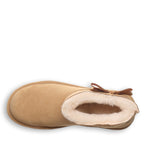 Saige Ribbon Bow Booties in Iced Coffee