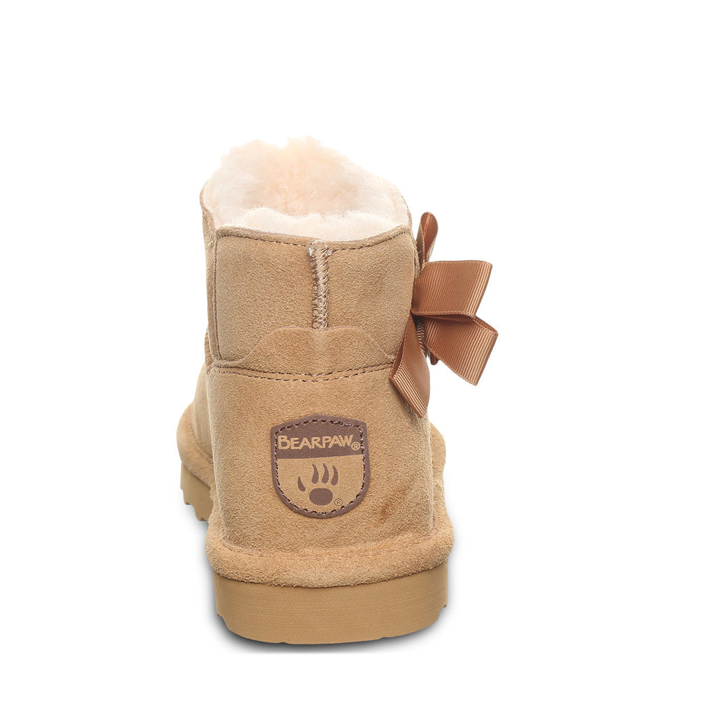 Saige Ribbon Bow Booties in Iced Coffee