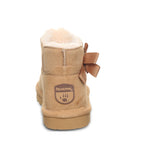 Saige Ribbon Bow Booties in Iced Coffee